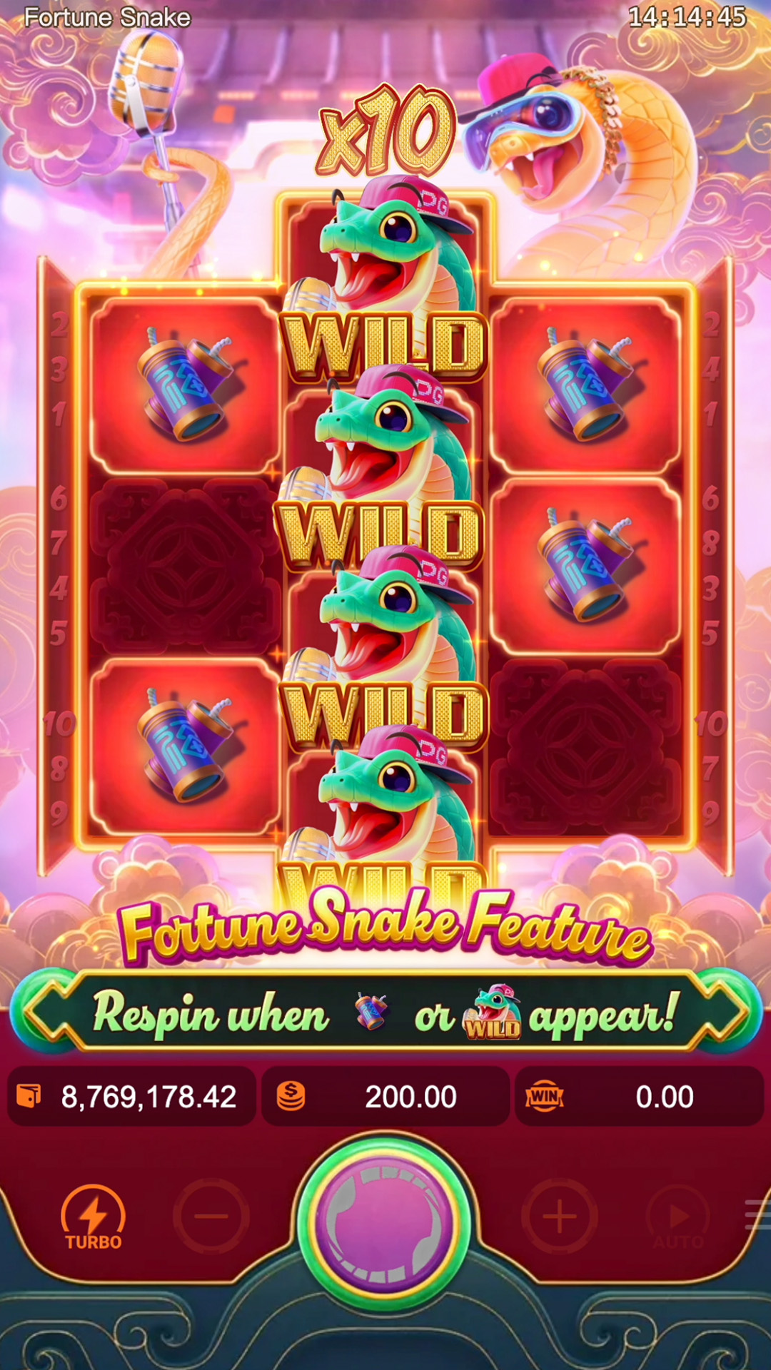 Fortune Snake wild empilhado x10 - PG Soft